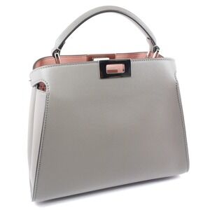FENDI Peekaboo Essentially Shoulder Bag Calfskin Turnlock